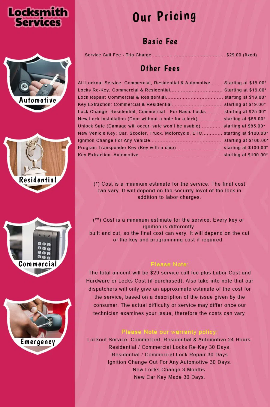 Bedminster NJ Locksmith Store Bedminster, NJ 908-271-4648 - price-list-c-18